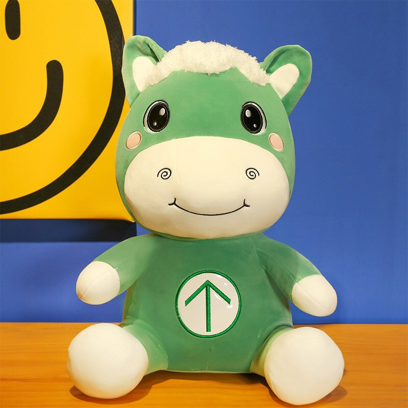 Kawaii Plush Toy Cute Green Horse Doll Cartoon Animal Pony Cloth Doll Pillow Car Bedroom Health Lucky Christmas/Birthday Gift