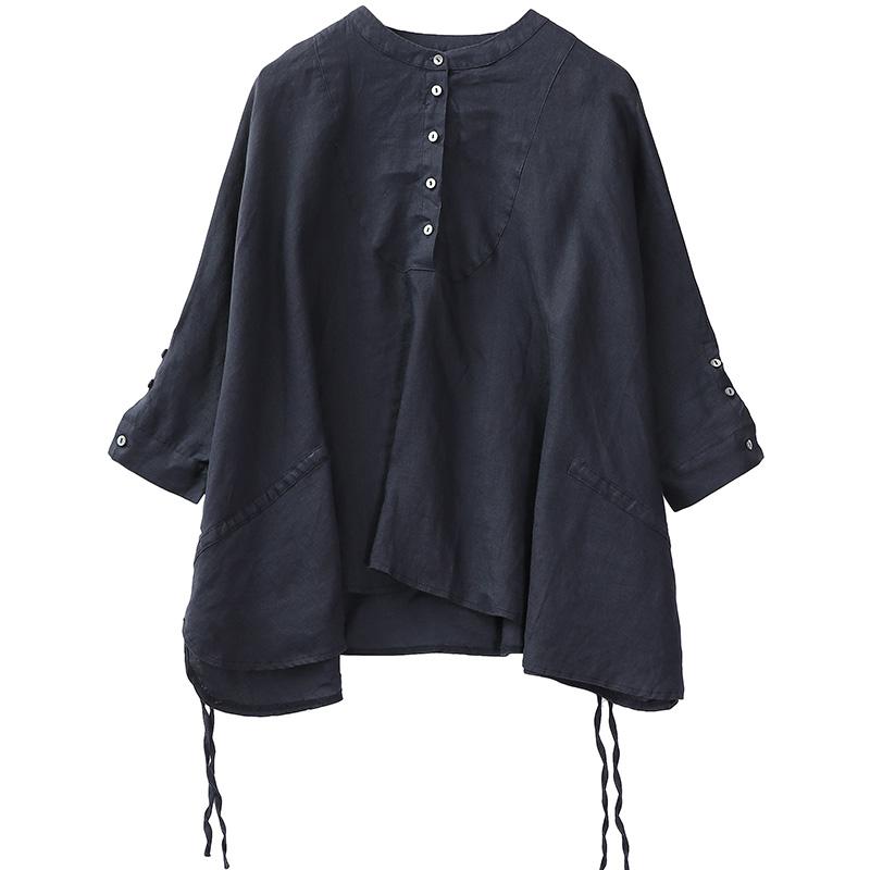 Lacing Loose Batwing Sleeve Literary Blouse