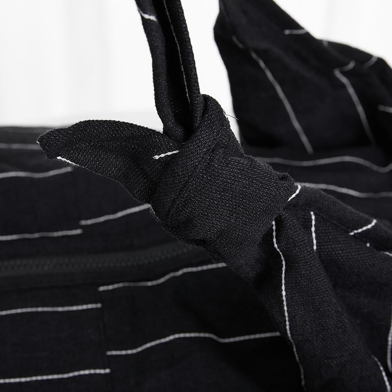 Large Capacity Black Stripe Durable Shoulder Bag
