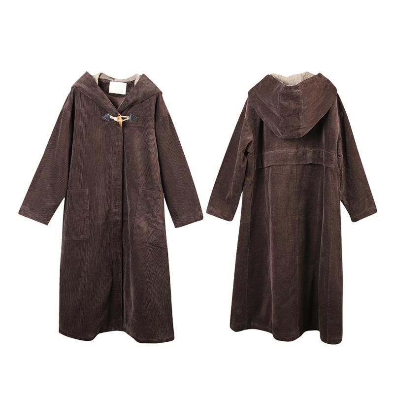 Plus Size - Large Pockets Casual Thermal Hooded Overcoat