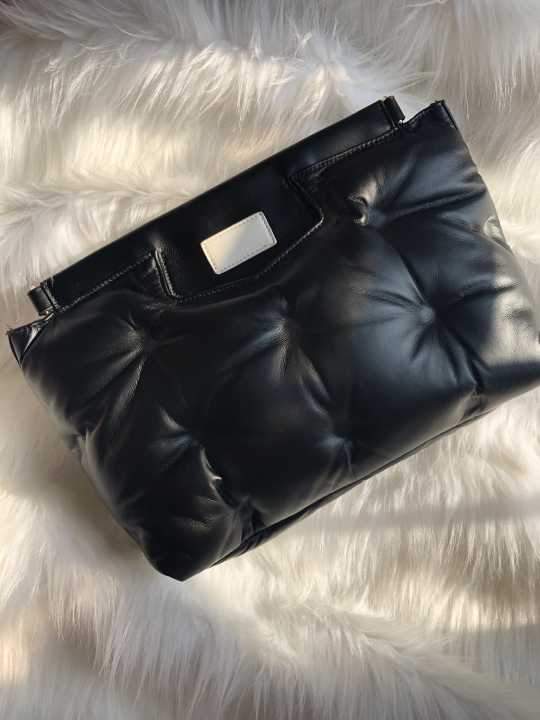 Letter Day clutches warm Down Feather Padded pillow party bag women luxury large big handbag 2019 black white color - Zebrant