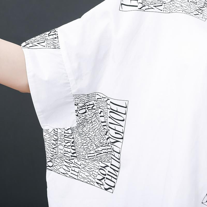 Letter Printed Personality Polo Collar T-Shirt