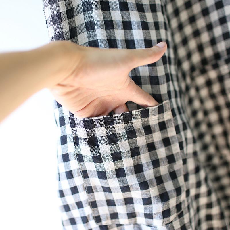 Literary Plaid Loose Casual Wide Leg Overalls