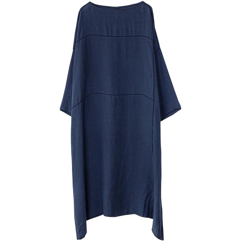 Long Sleeve Retro Solid Color Plus Size Dress