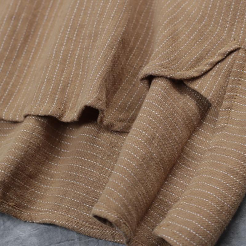 Loose Stripes High Low Hem Casual Shirt