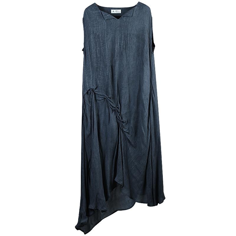 Loose Summer Irregular Sleeveless Solid Color Dress