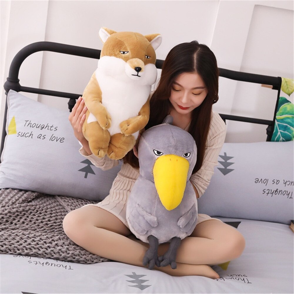Lovely Buddha Cute Funeral Sitting Beaked Bird Whale Head Stork And Fox Plush Toy Doll funny Doll Gift
