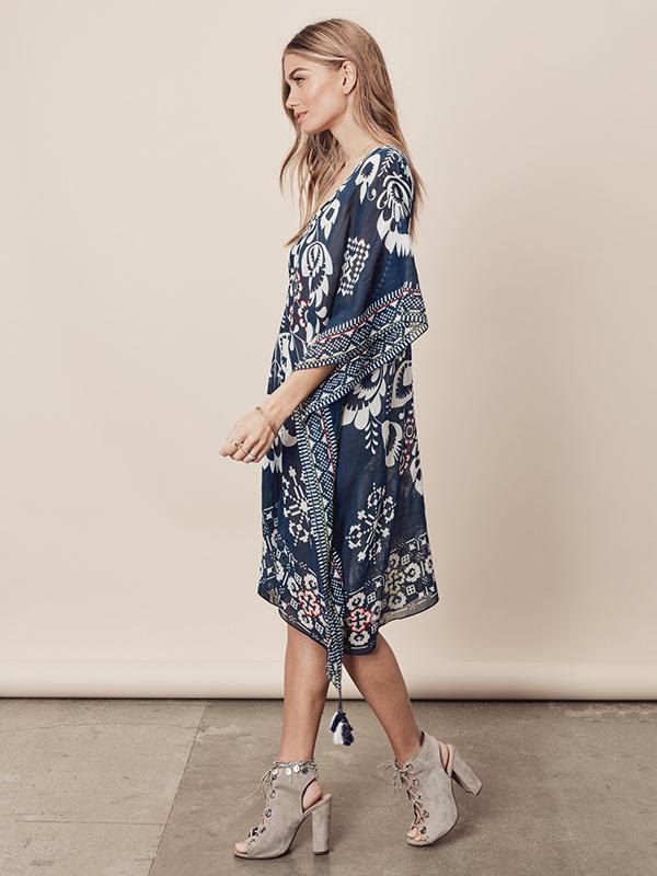 Printed Chiffon Loose Cover-Up Tops