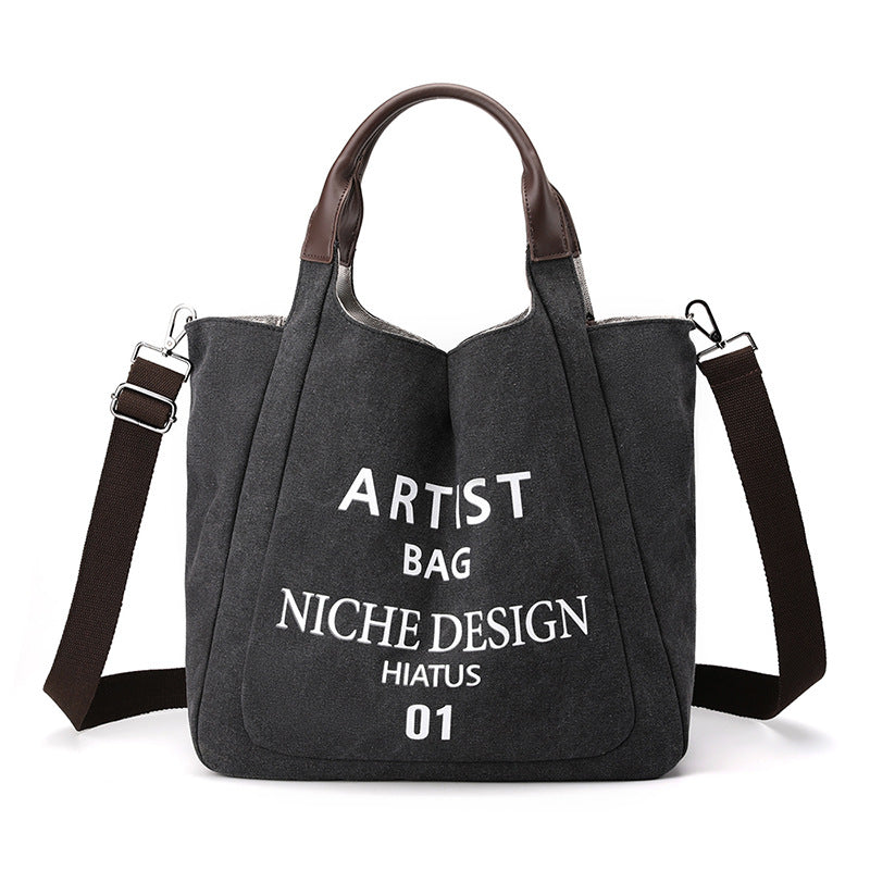 Versatile leisure large capacity canvas bag 2022 new single shoulder women's bag cross bag large capacity simple Tote women's bag