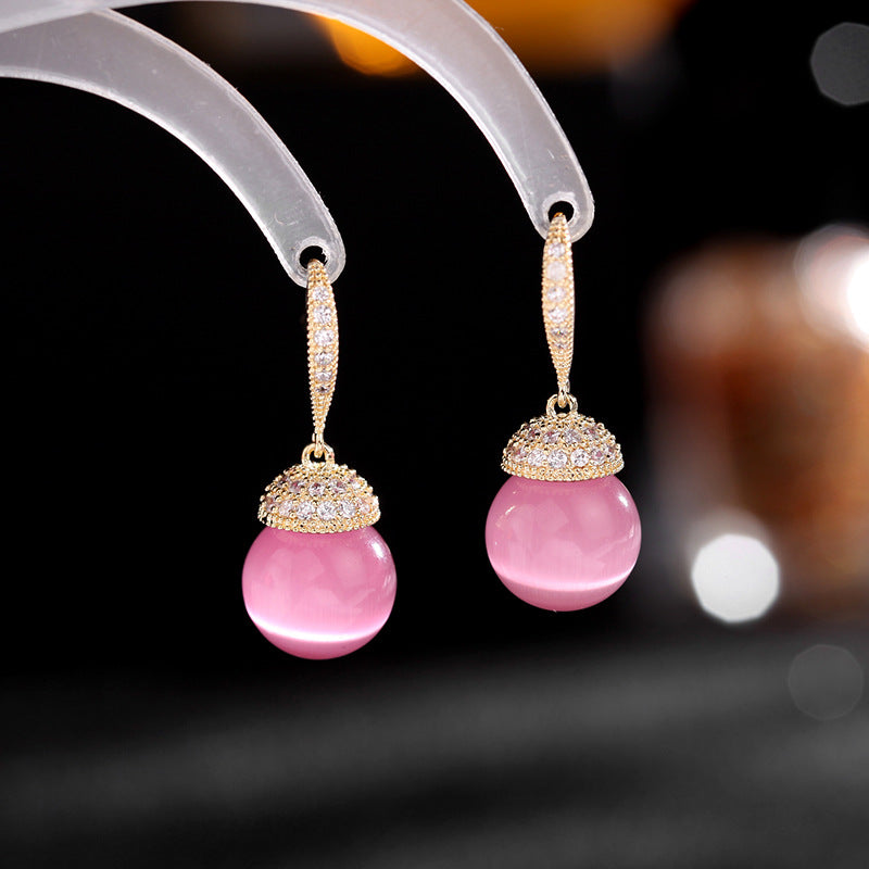 Simple zircon vintage pearl earrings