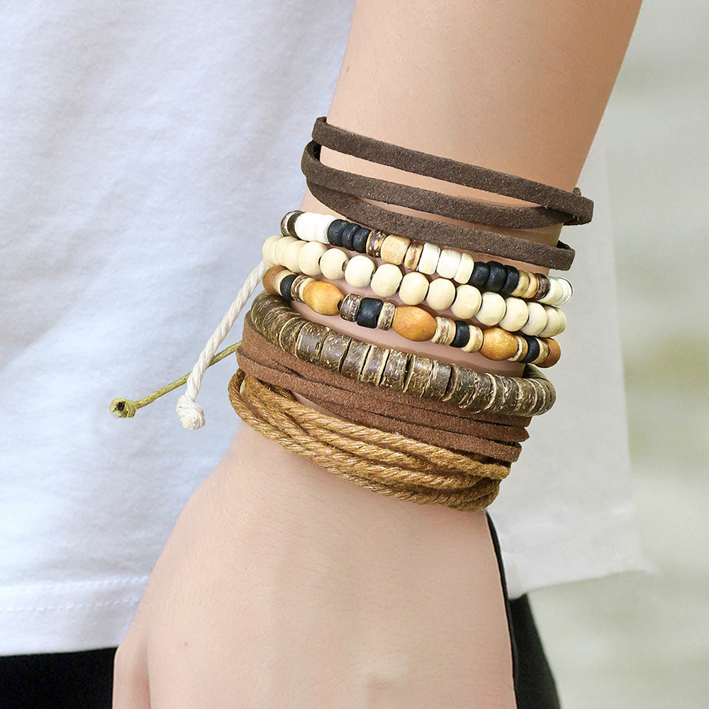Fashion leather rope hand-woven bracelet