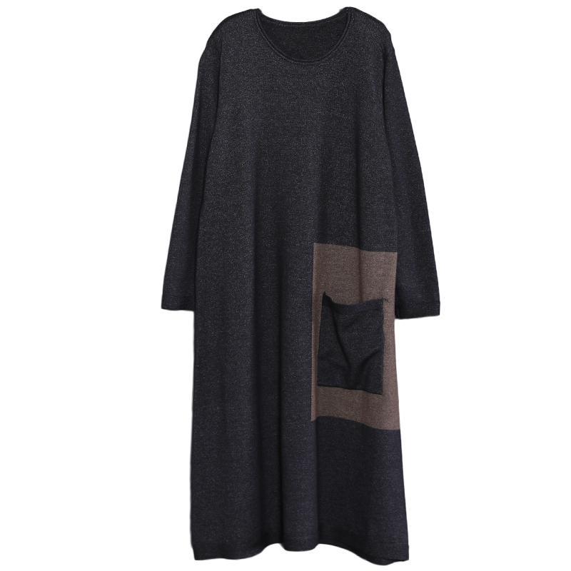 Women Cotton Fall Long Sleeve Round Neck Sweater Dress