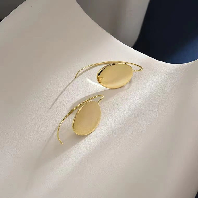 S925 Silver Needle Metal Simple Fashion Bright Face Earrings