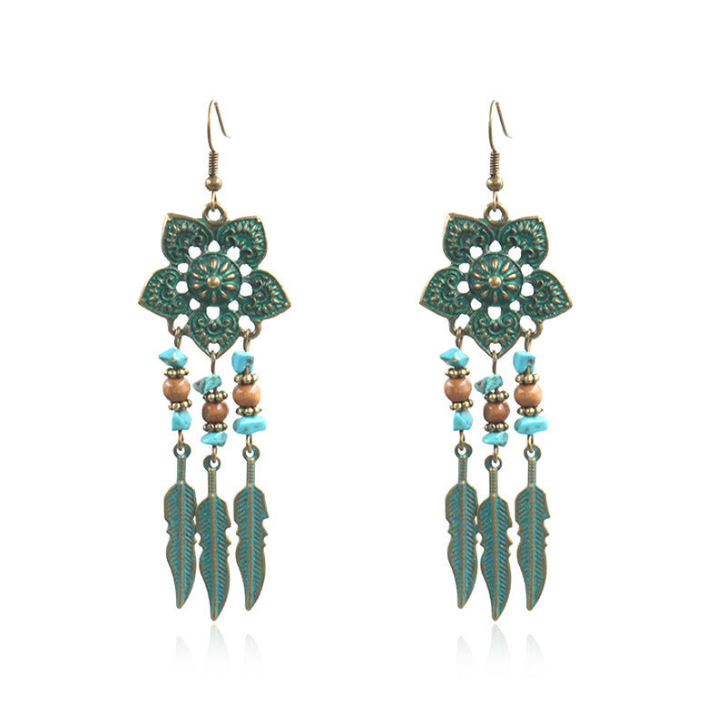 Bohemian long flower earrings