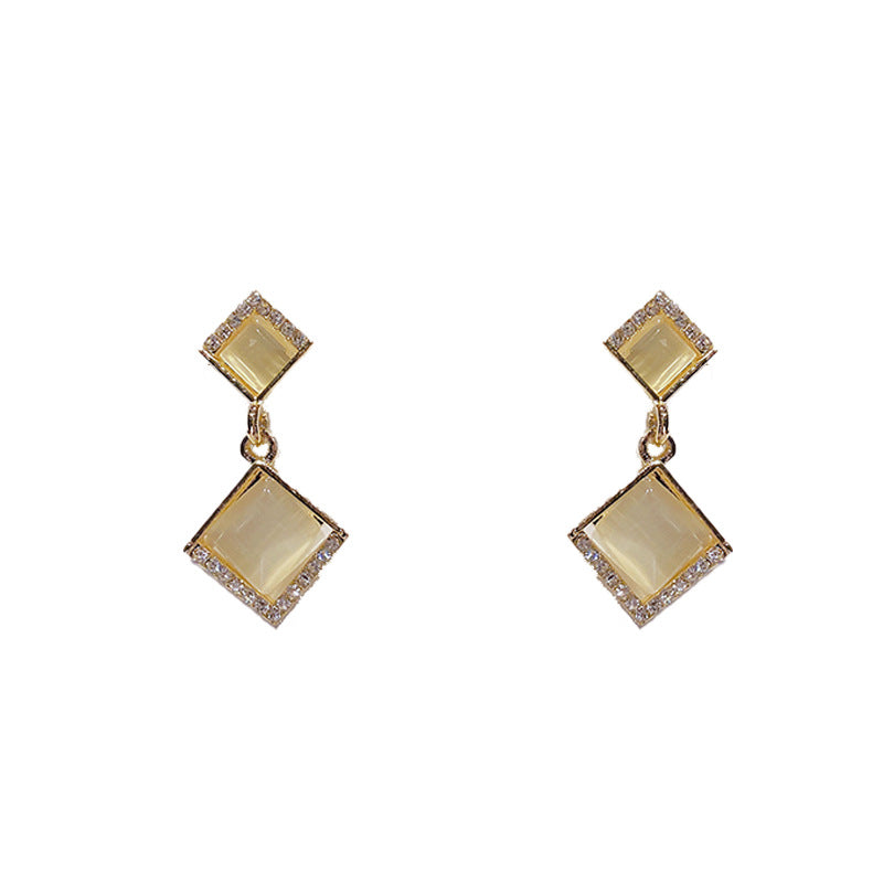 Wholesale s925 silver needle online celebrity opal square earrings