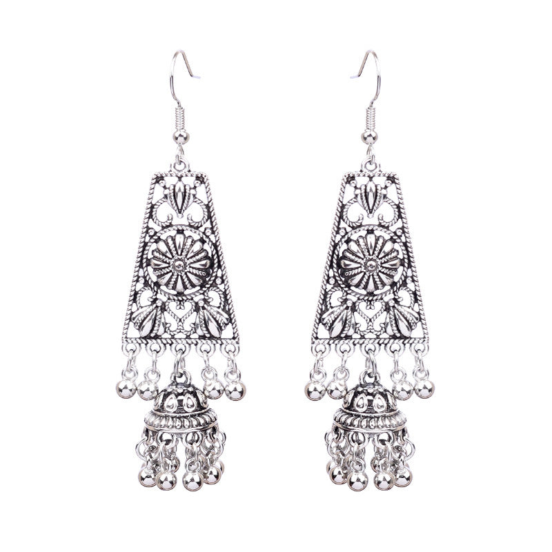 Rice bead bell tassel vintage earrings