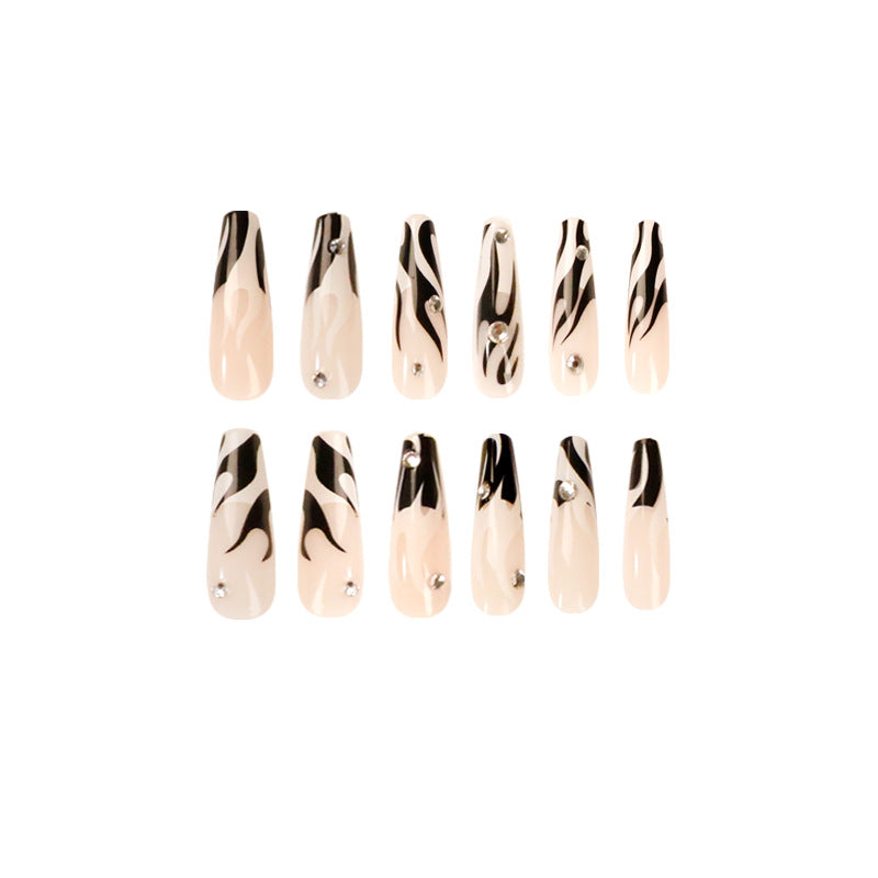 Mandarin duck French manicure flame PRESS ON NAILS