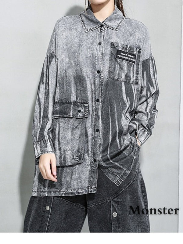 Vintage Washable Loose Cropped Lapel Shirt