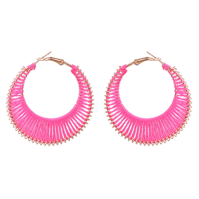 Metal hoop double C earrings