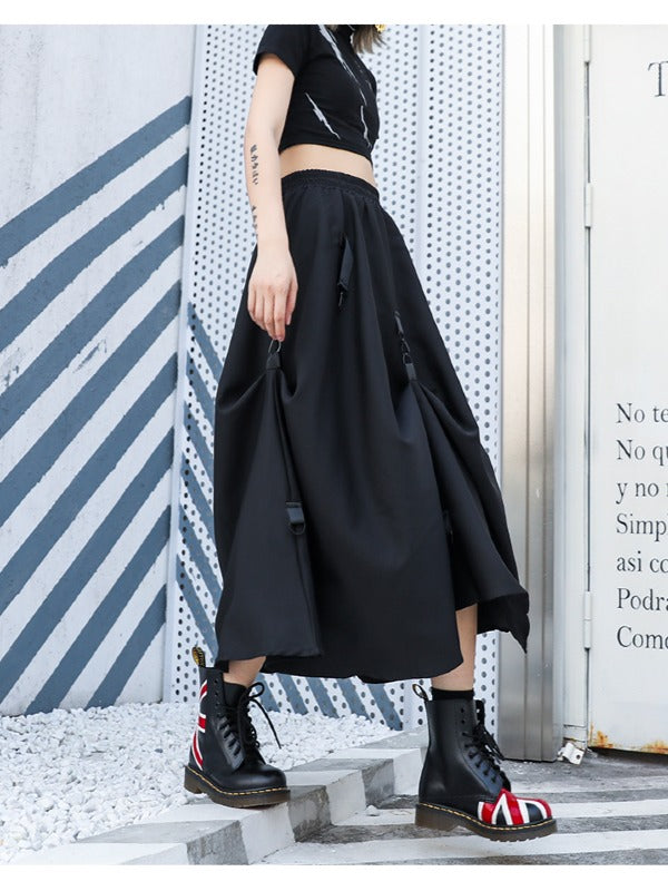 BLACK LOOSE EMPIRE A-LINE SKIRT