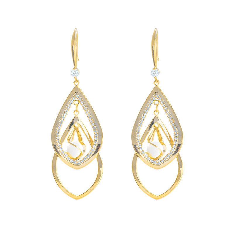 Metal rhinestone opal earrings