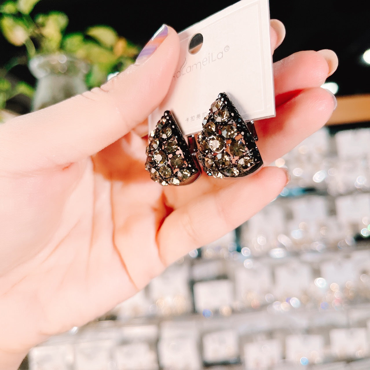 Vintage Palace Style Black Zircon Earrings