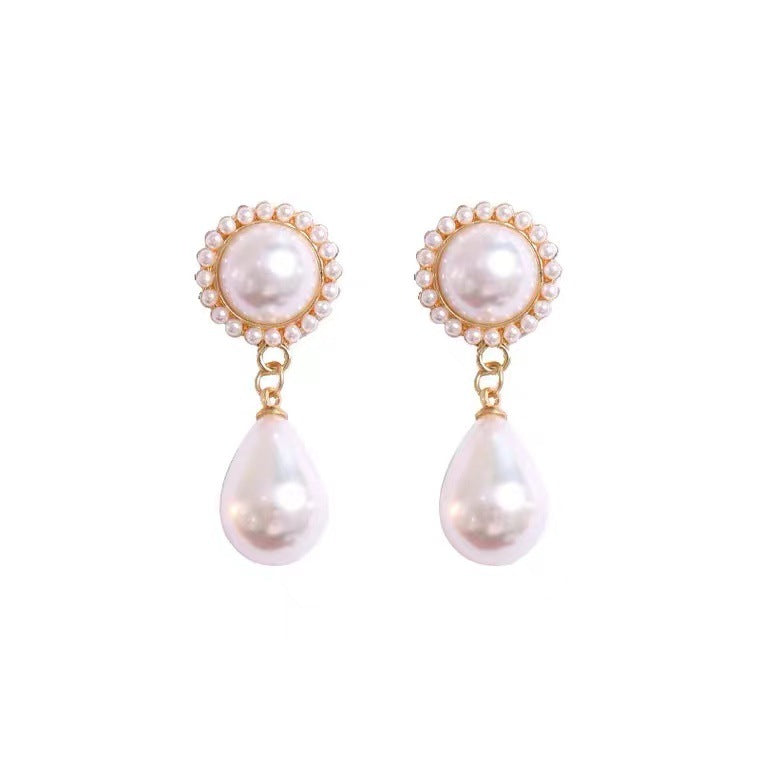S925 Silver Needle Palace Baroque retro art drop pearl earrings