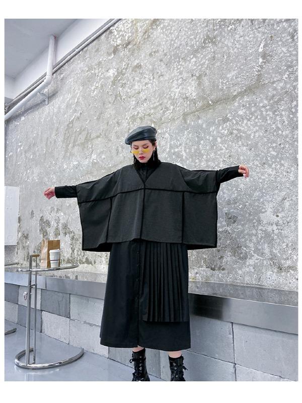 Two Pieces H-Line Split-Joint Lapel Cropped Blouse Dress+Vest Suits