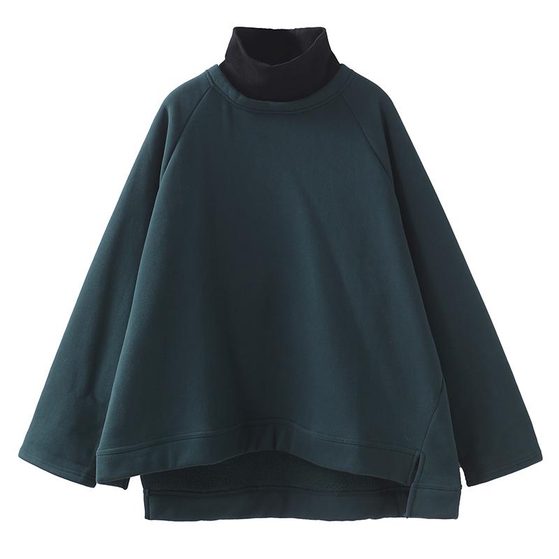 Plus Size - Casual Solid Color Turtleneck Sweatshirt