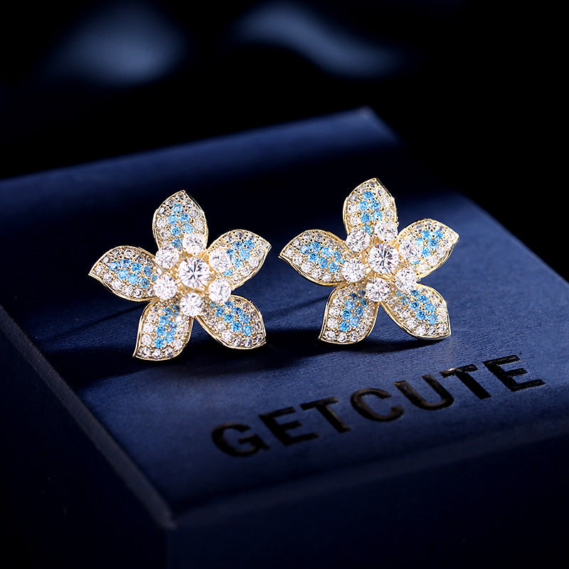 Colorful petals colored zircon earrings