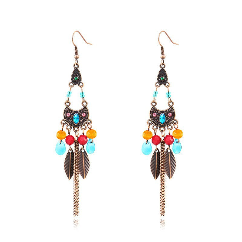 Bohemian long tassel earrings