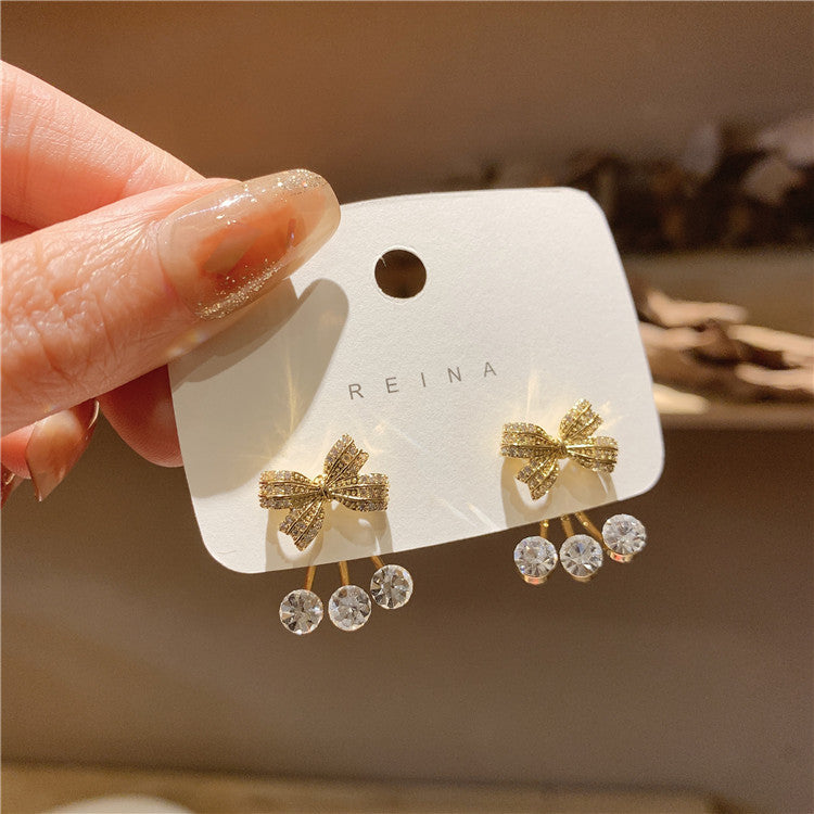 Simple bow knot S925 silver needle earrings