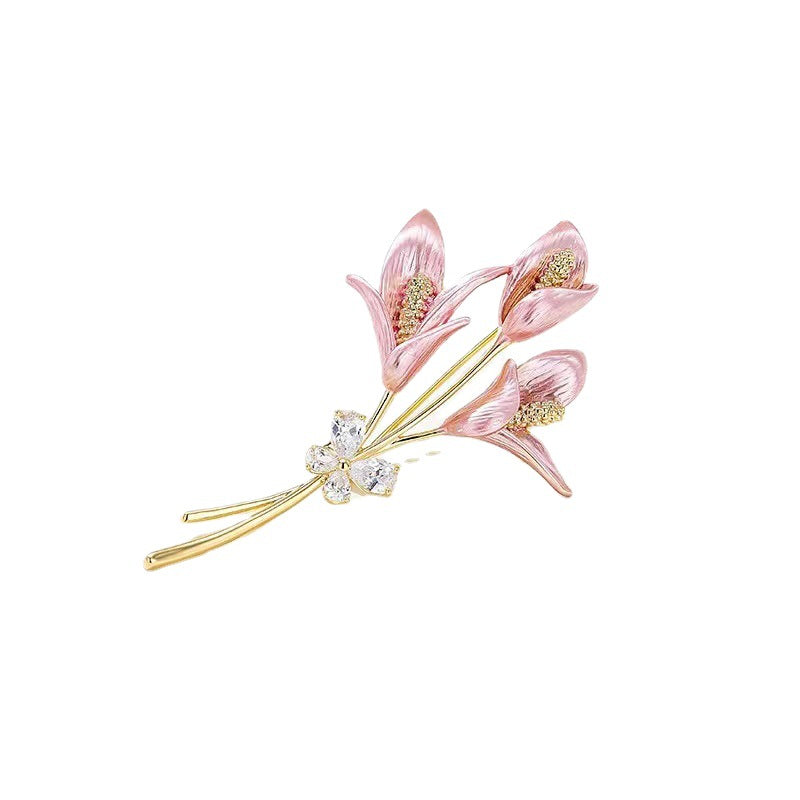 Vintage literary lily brooch