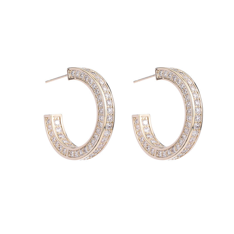 Zircon ring earrings C-ring Earrings