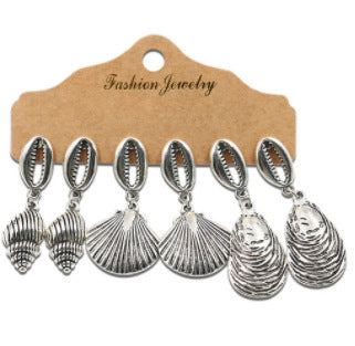 Retro inlaid flower openwork earrings