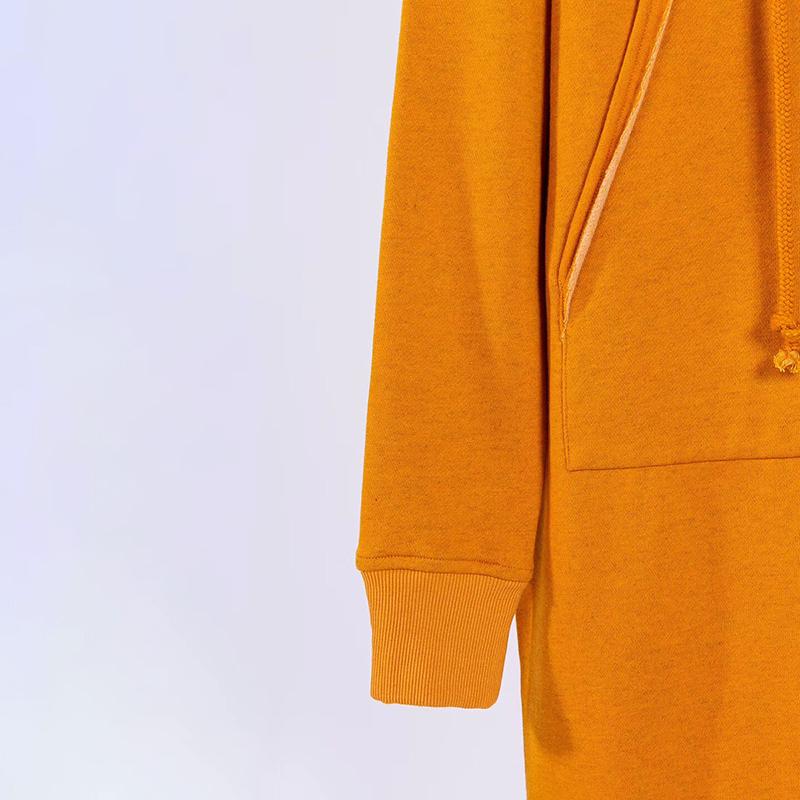 Hoodie Drawstring Winter Long Sleeve Midi Dress