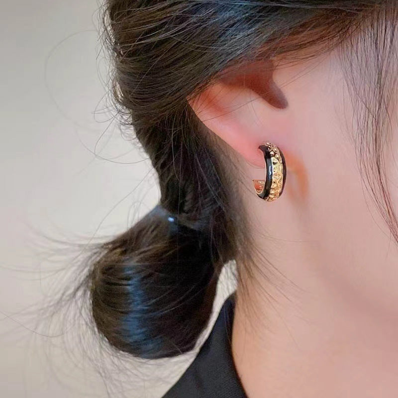 S925 Silver Needle Vintage C Earrings