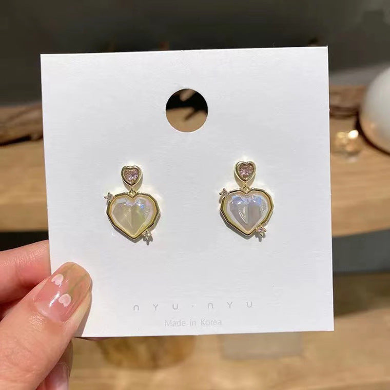 S925 silver needle love pearl fashion earrings