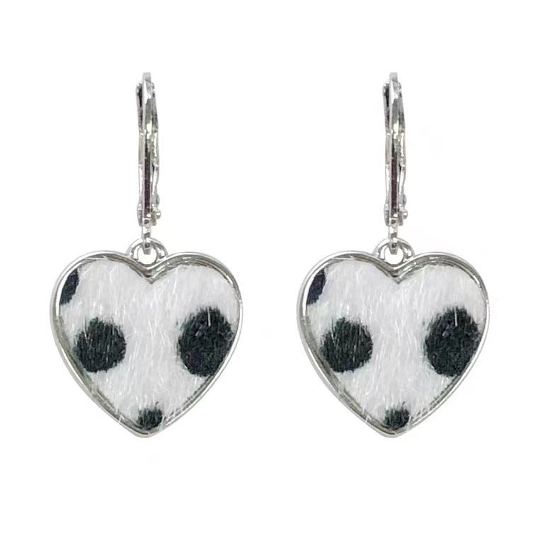 S925 Silver Needle Cow Dot Love Vintage Earrings