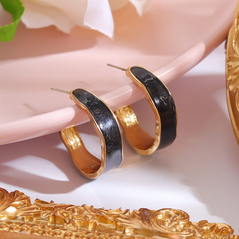 S925 silver pin C-type minimalist geometric semicircle earrings