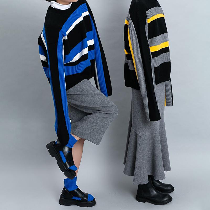 Women Winter Casual Stripe Wool Knitted Sweater