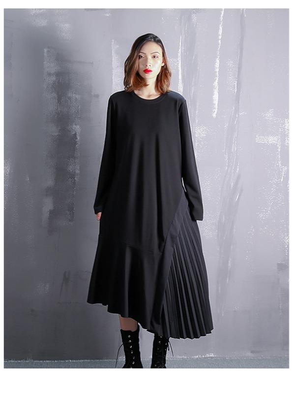 FALBALA RUFFLED SPLIT-JOINT ASYMMETRIC A-LINE MIDI DRESS - Zebrant