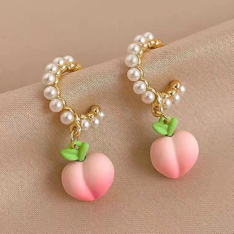 Pearl pink peach earring earrings