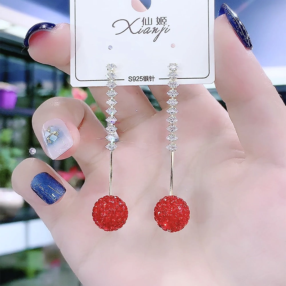 Red festive earrings
