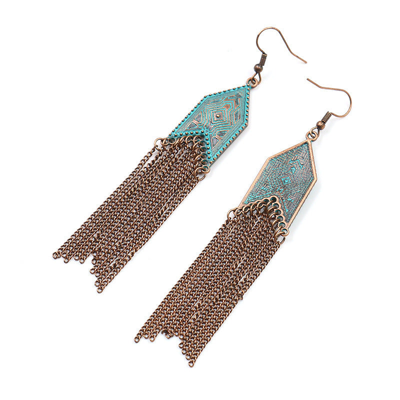 Long arrow chain retro ladies tassel earrings