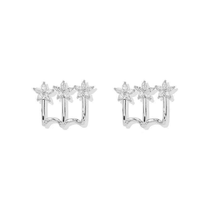 Three flower earrings