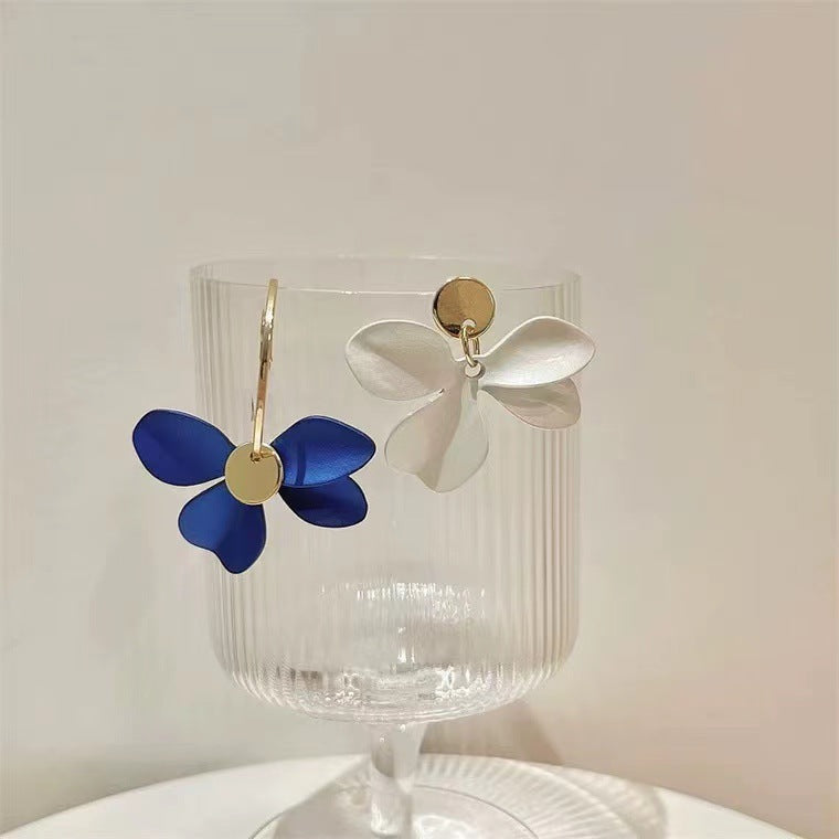 S925 silver needle asymmetrical vintage earrings