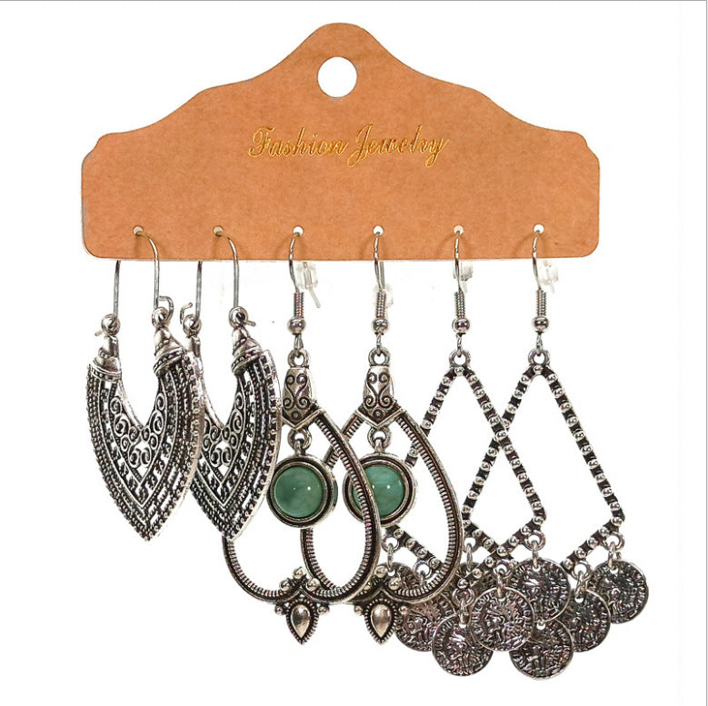 Water drop round drip oil fringed earrings