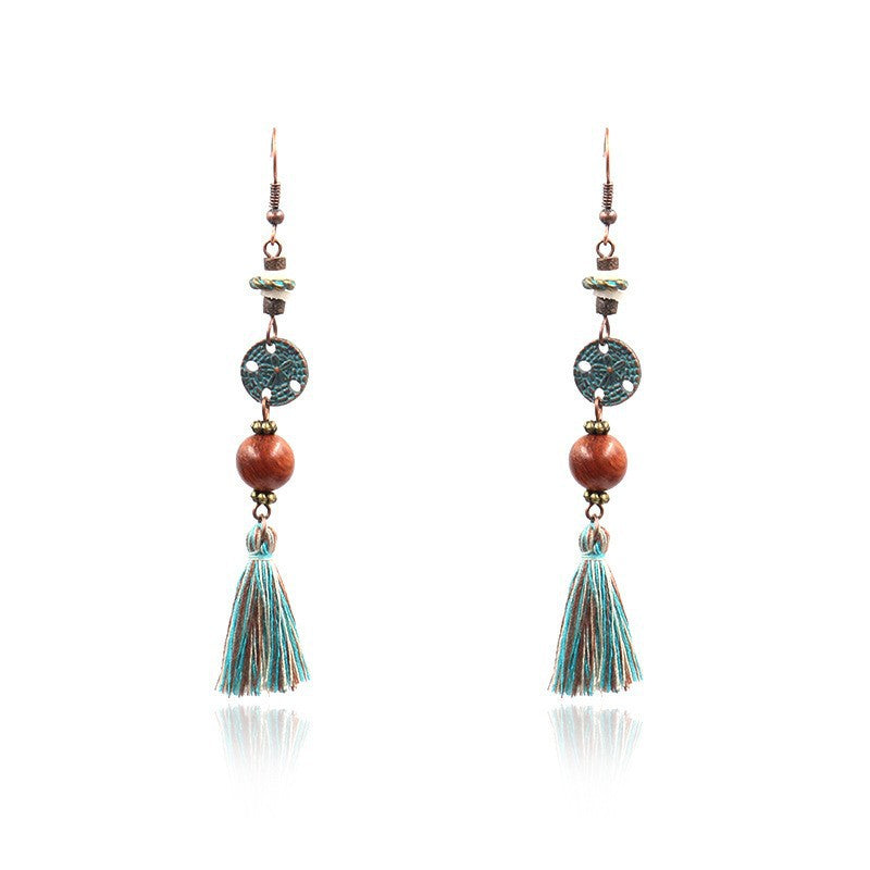 Stylish exaggerated vintage tassel earrings