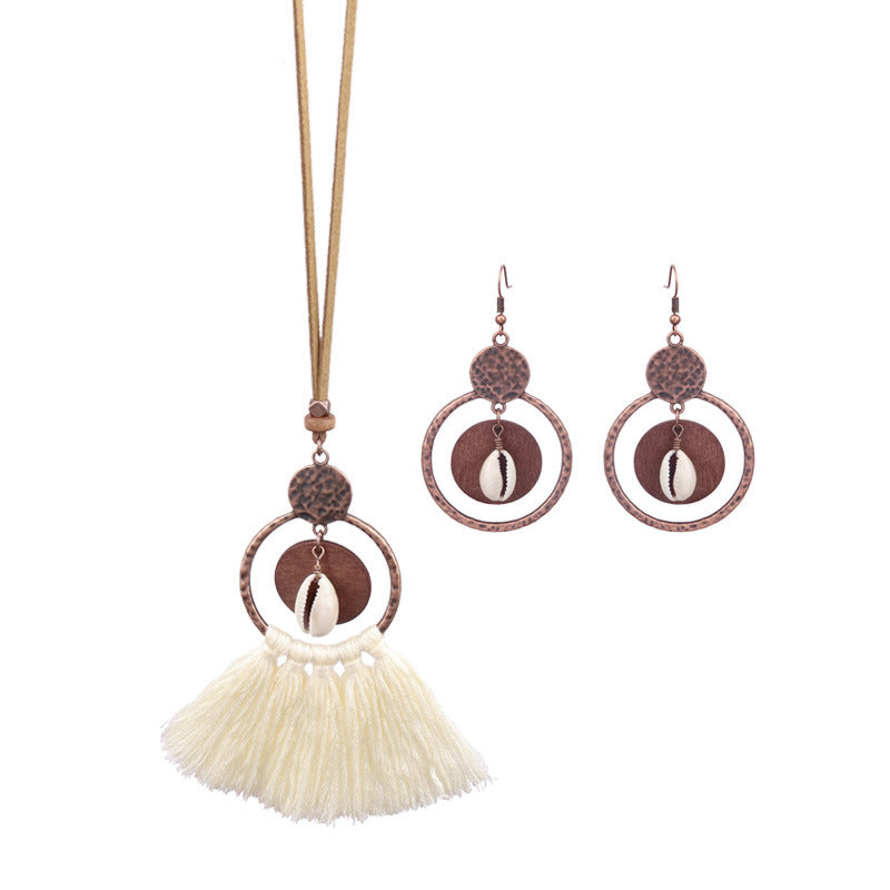 Fashion exaggerated geometric hollow tassel pendant necklace